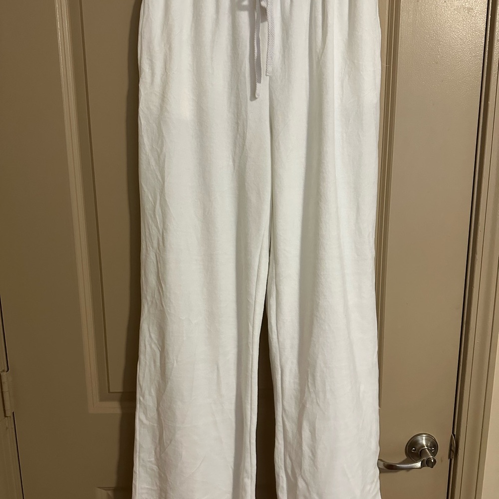 White Velour Drawstring Pants